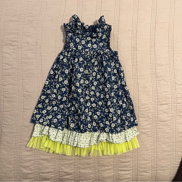 Laura Ashley Navy and White Floral dress and underpants - Picture 2 of 7